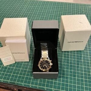 Emporio Armani Two-Tone Chronograph Mens Watch New